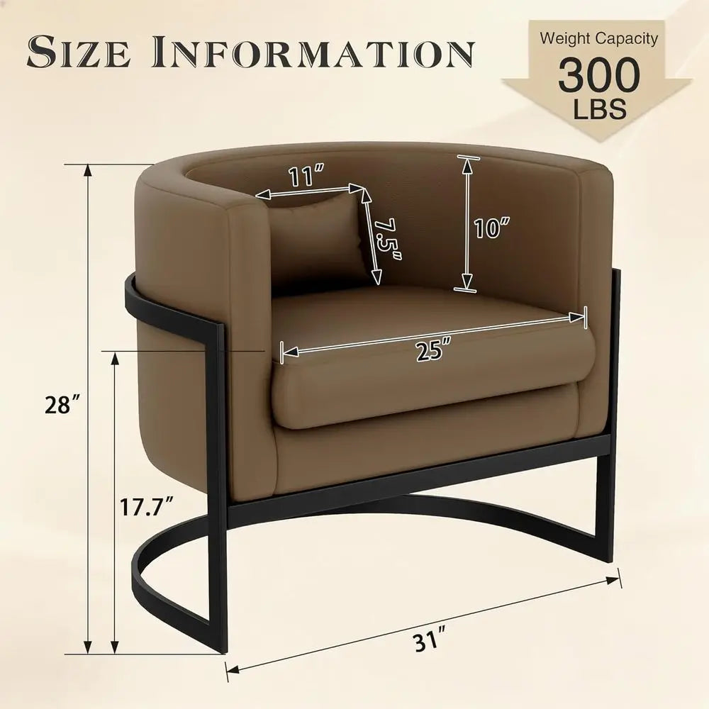 aux Leather Accent Chair ern Barrel Chair with Sturdy Metal Legs Upholstered Armchair or Bedroom Living Room Soa Chair Club Side