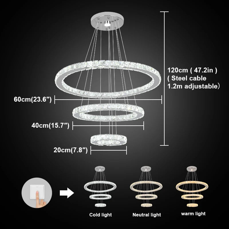 GreeLustr Modern Crystal LED Chandelier for Dining Room Decor