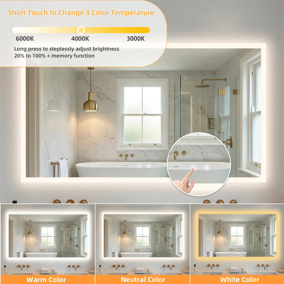 LUVODI LED Vanity Mirror With Defog And 3 Temperature Settings