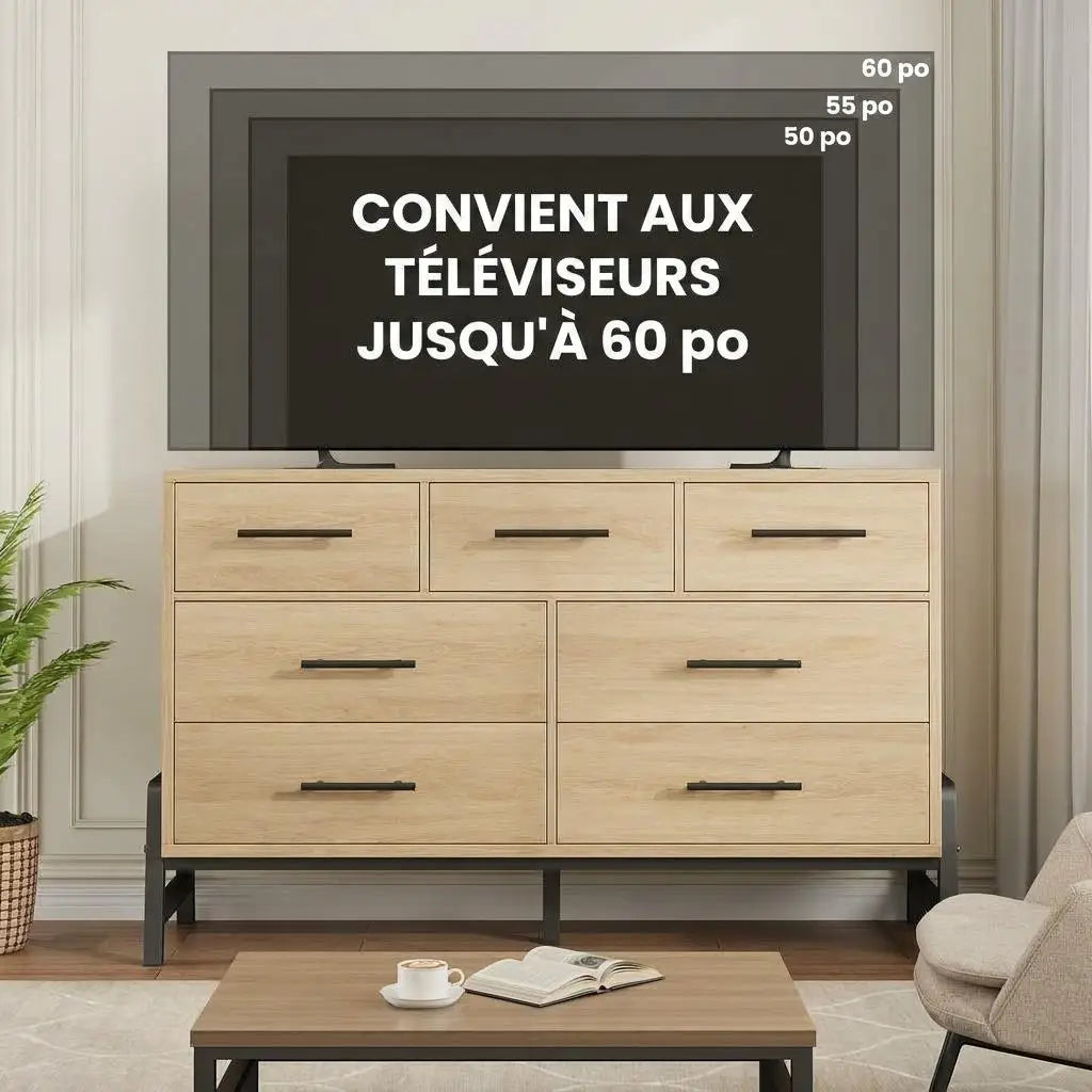 Seven Drawer Dresser With Anti Tip Safety And Spacious Storage