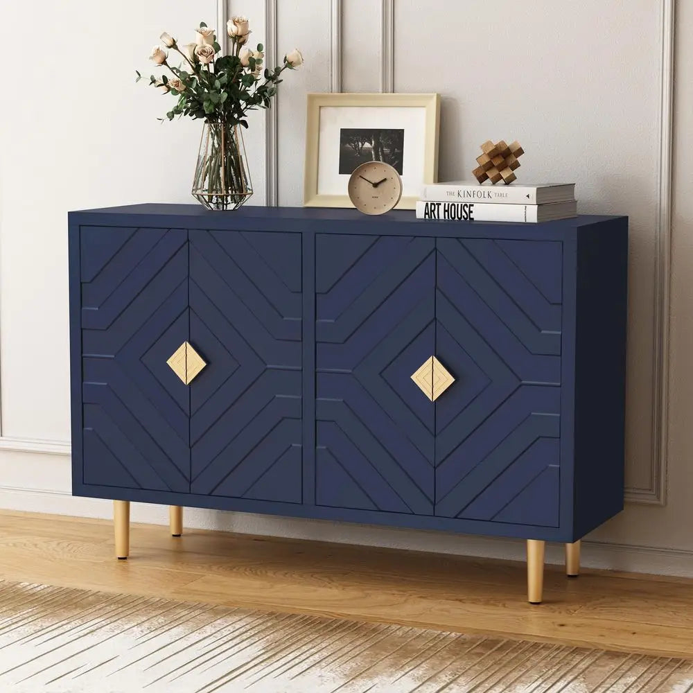 XMSJ Modern Sideboard Buffet Cabinet With Embossed Doors And Shelves