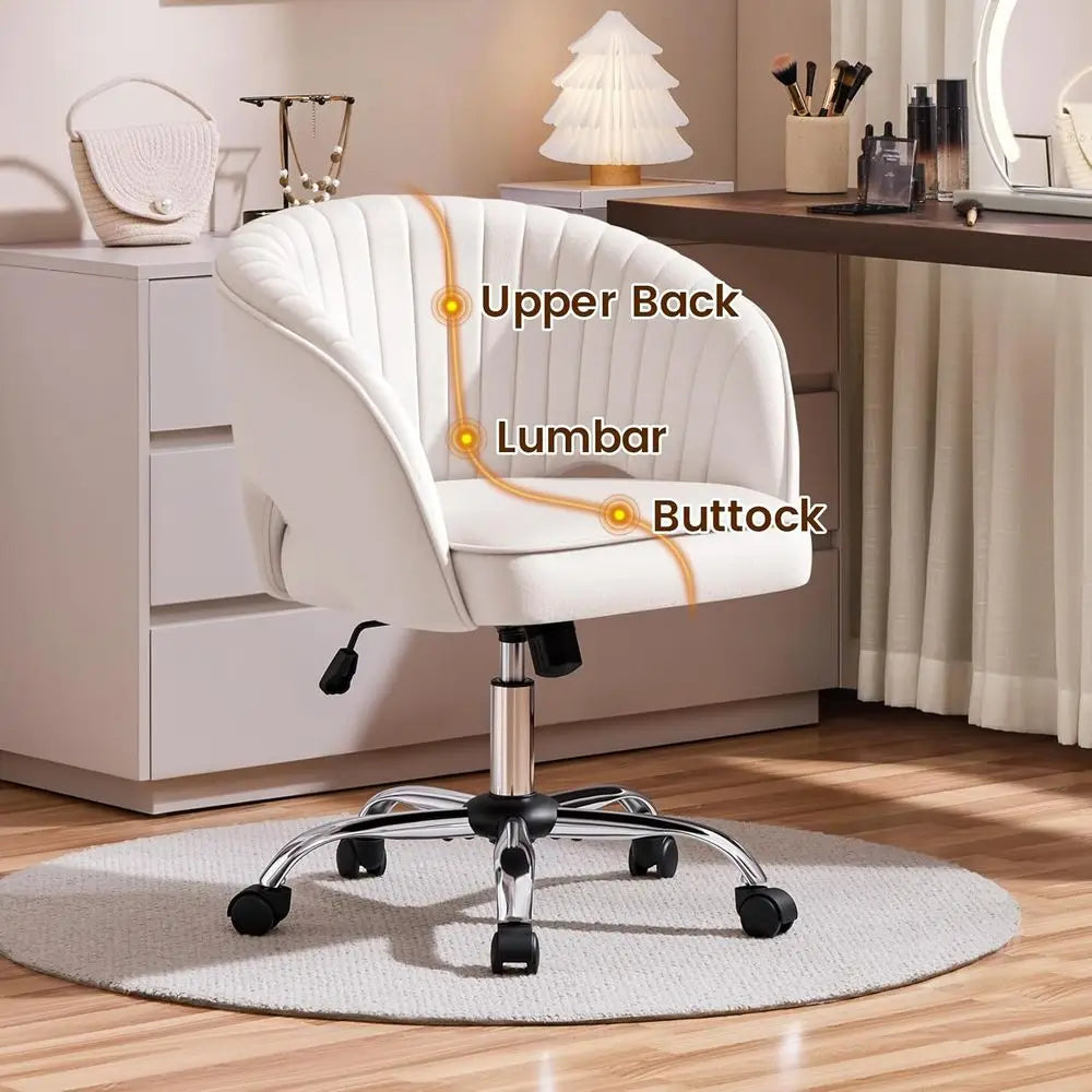 Cute Desk Chair Velvet Vanity Chair with Wheels Home Oice Upholstered ern Swivel Armchair with Tuted Barrel Back or Study, Vanit