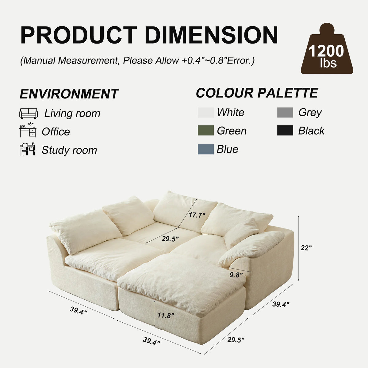 Yeflixvrau Modern Modular Sectional Sofa With Deep Seat Cushions