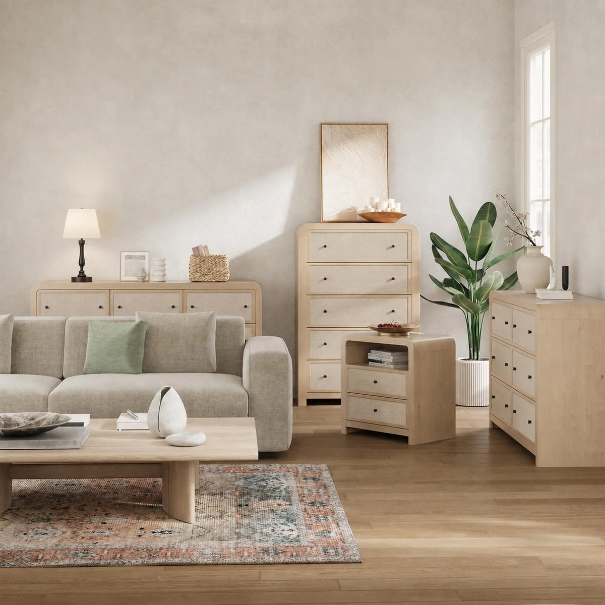 GAOMON Modern Farmhouse Dresser with Deep Drawers and TV Stand