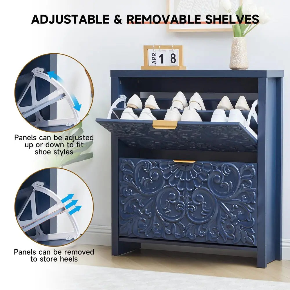 XMSJ Flip Drawer Shoe Cabinet Set With Hidden Entryway Storage
