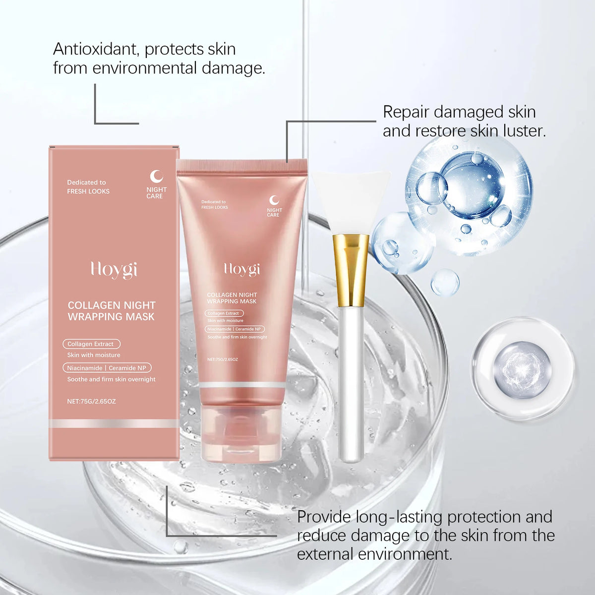 Collagen Encapsulated Peel Off Mask, Night Wrapping Film & Power Lift & Elastic Collagen, Banish Midnight Dullness with Niacinamide, Ceramide NP Strengthens Barriers, Full Painless Peel to Unlock Glass Skin, Soothing + Firmin
