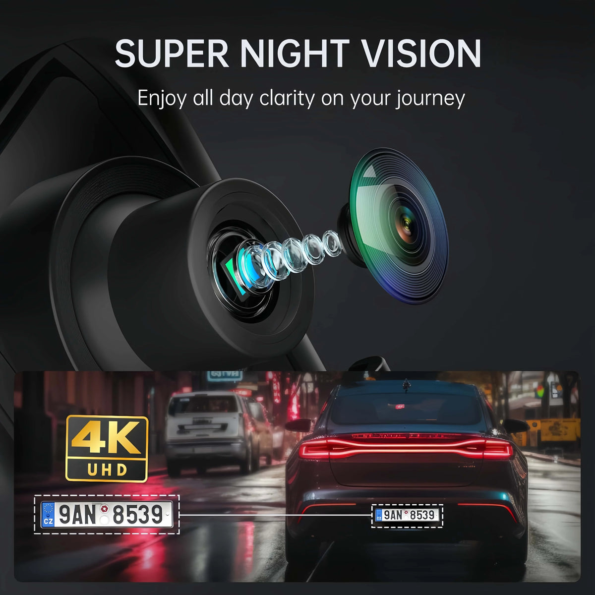4K UHD Dual Dash Cam Front and Rear - 10" Touch Screen Mirror Camera with Night Vision, G-Sensor | 32GB SD Card Included (Gift)