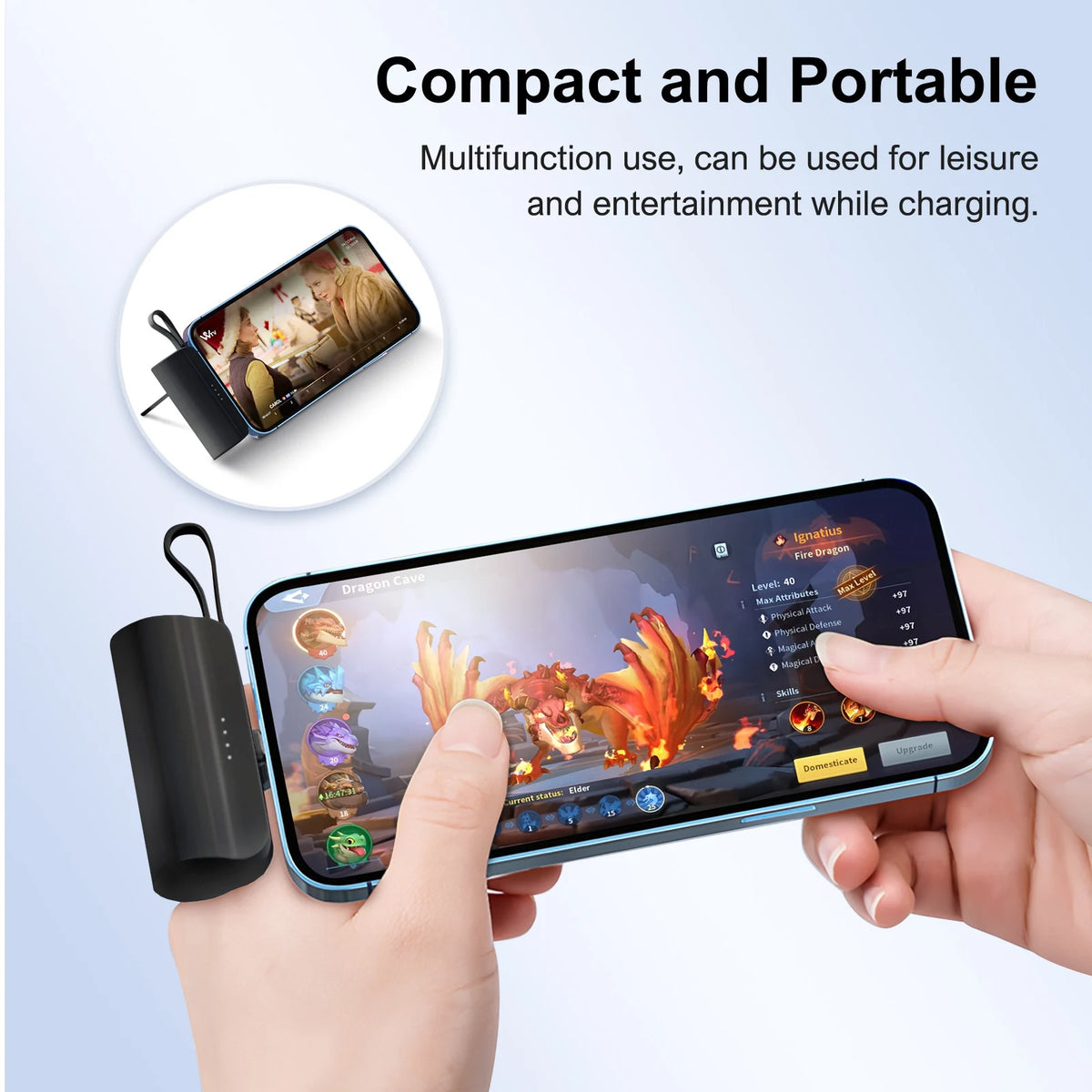Mini 4500mAh Power Bank Capsule With Dual USB C Ports
