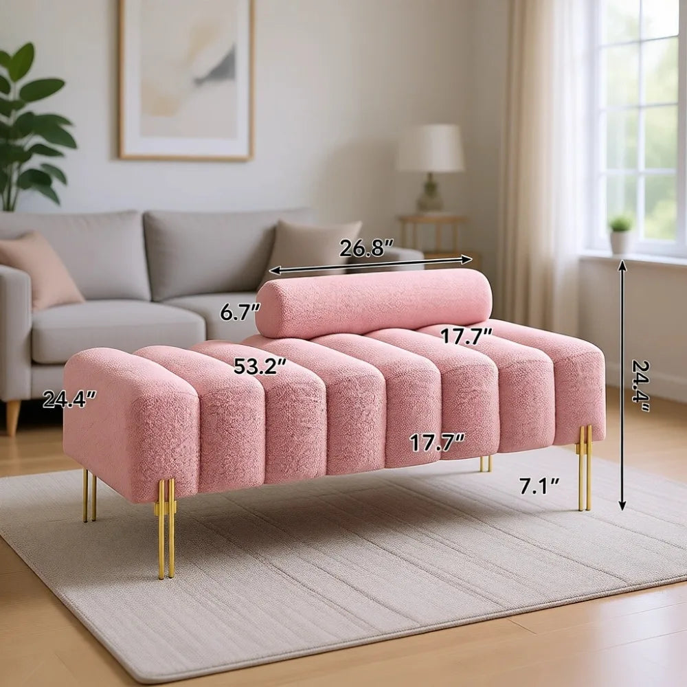 Ottoman Bench With Upholstered Loveseat And Adjustable Backrest