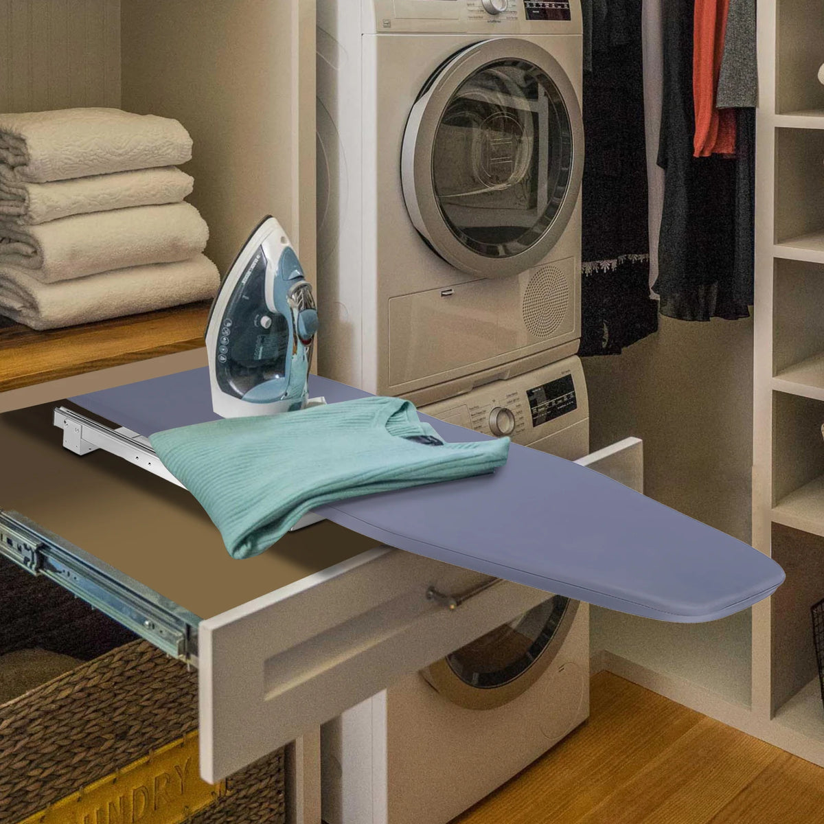 Modern Retractable Ironing Board For Cabinet Closet Pull Push Stow