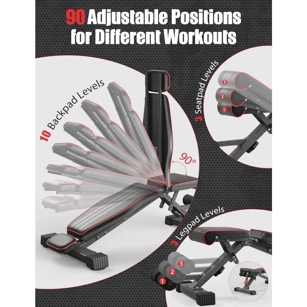 Adjustable Foldable Weight Bench 660LBS Home Gym Workout Bench Lifting Sit-up Exercise for Bench Press