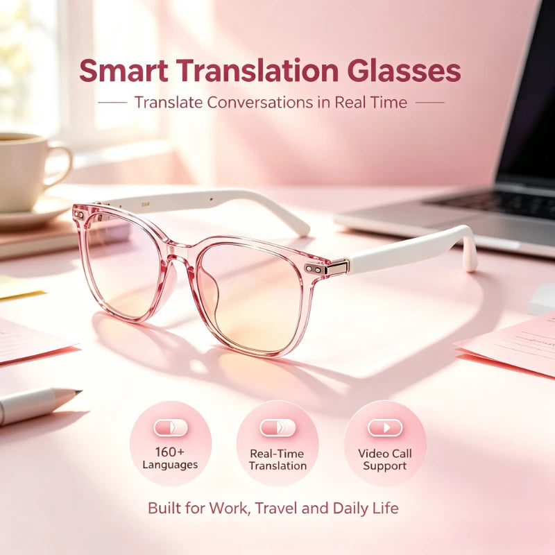 Smart AI Translator Glasses With Bluetooth Audio And Camera