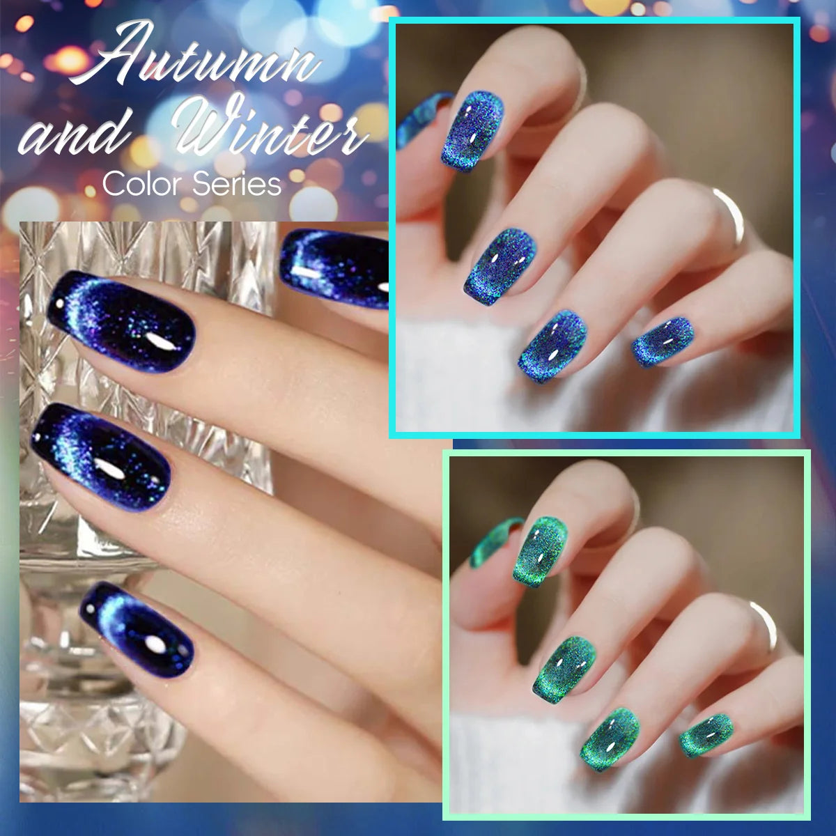 Cat Eye Magnetic Gel Nail Polish Set With Starry Shimmer