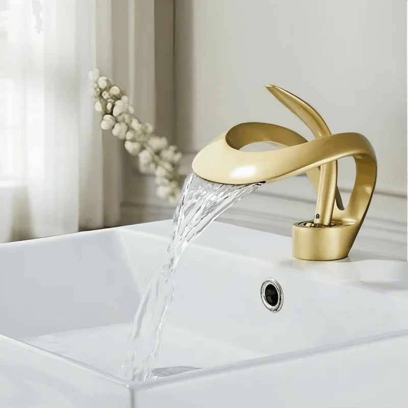 ALENARTWATER Solid Brass Waterfall Bathroom Basin Mixer Faucet