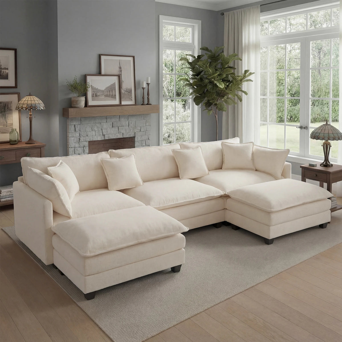 Redlife Modular Sectional Sofa With Ottoman Deep Seat Cloud Couch