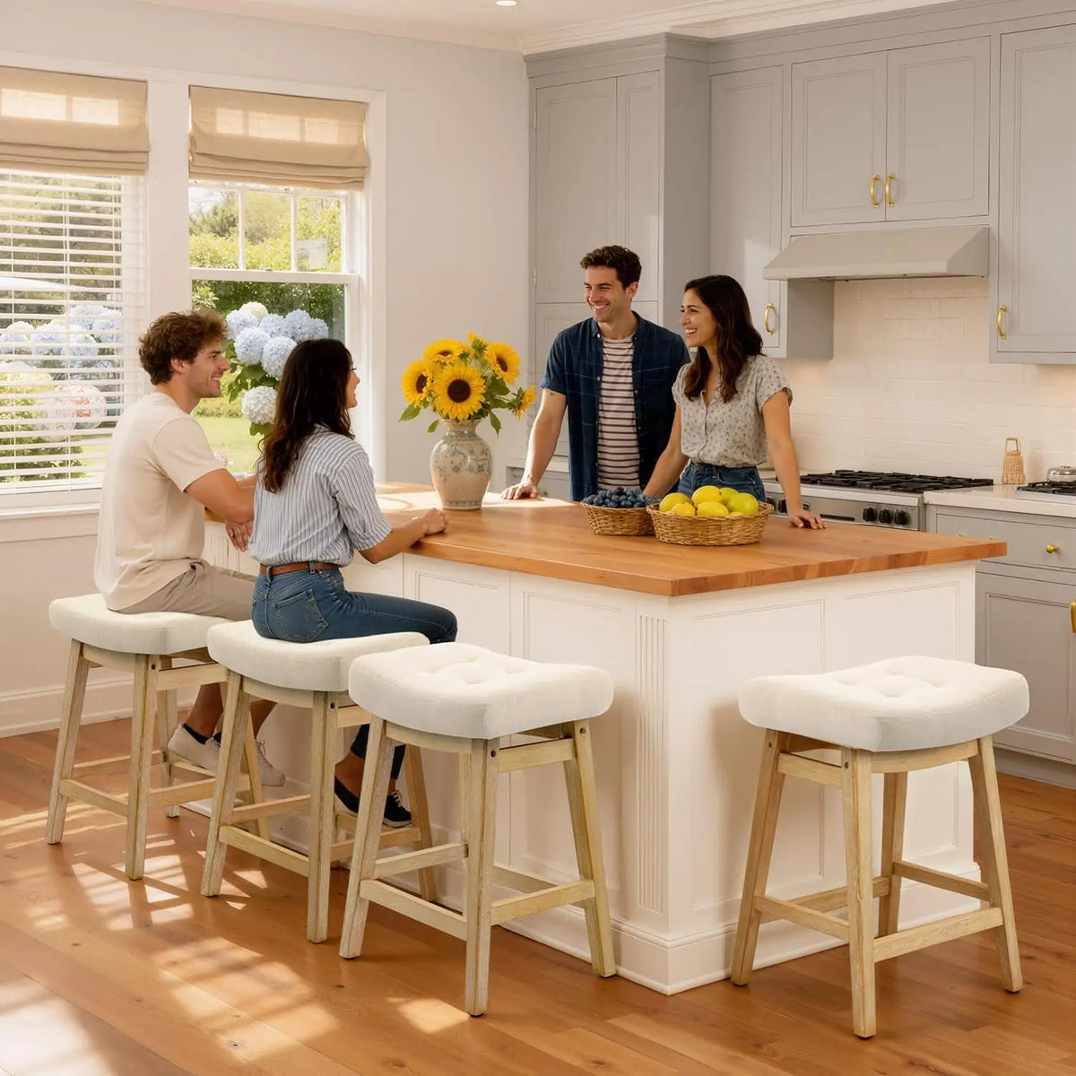 Backless Farmhouse Bar Stools for Kitchen Counter and Island Seating