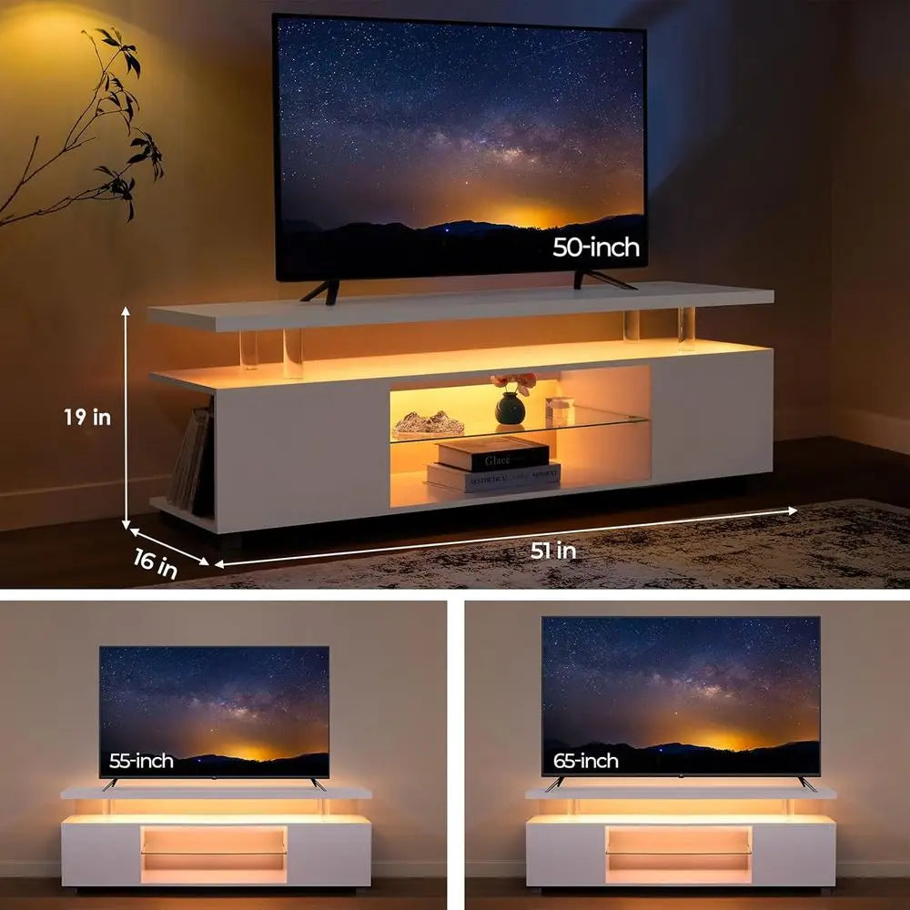 Modern LED TV Stand With Storage And Entertainment Center