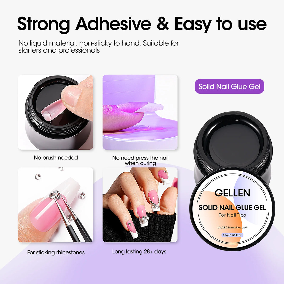 GELLEN Gel Nail Kit With Press On Nails French Tip UV Lamp