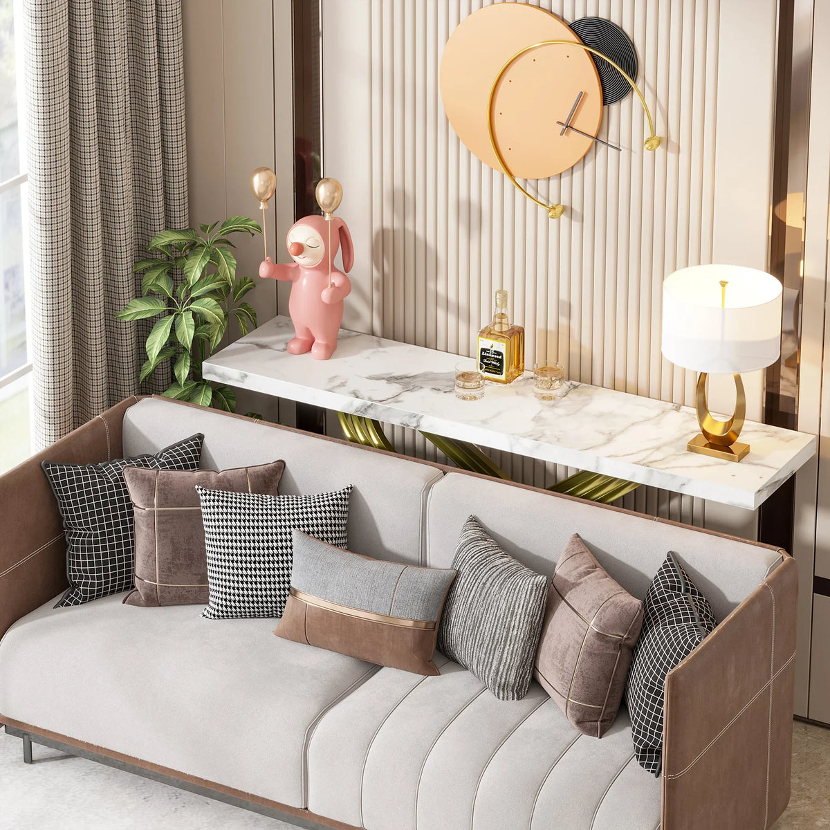 Tribesigns Modern Faux Marble Entryway Console Table for Sofa