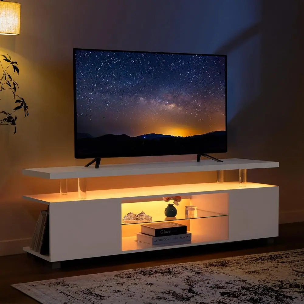 Modern LED TV Stand With Storage And Entertainment Center