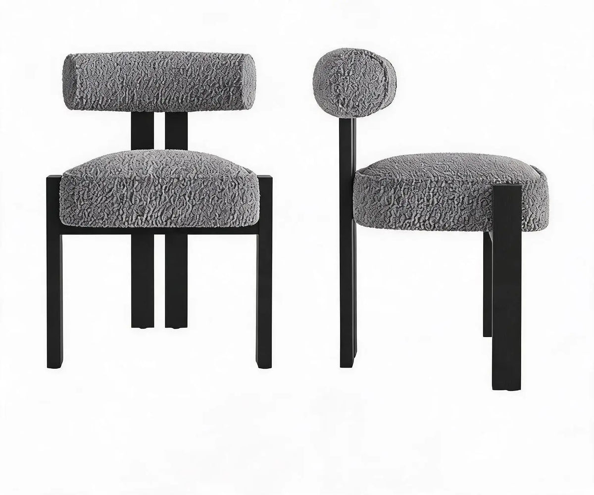EliteZ Modern Boucle Upholstered Dining Chairs With Ergonomic Curved Back