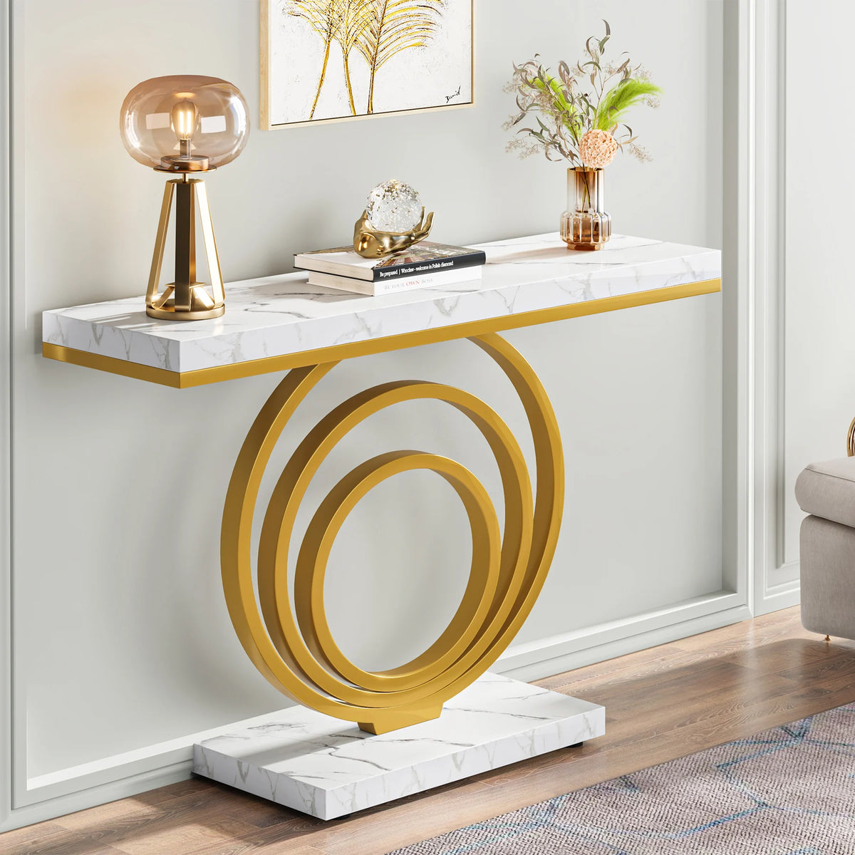 Tribesigns 41-Inch Gold Entryway Table, Modern Console Table Narrow Long, Contemporary Accent Table for Living Room