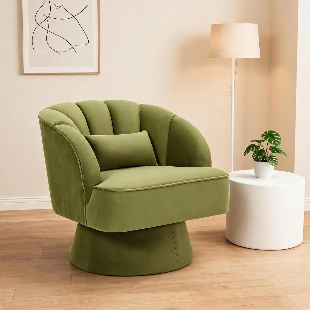 Garvee Swivel Open Back Chair Modern Designer Office Chair 360° rotation Bedroom Wheels Bar Camping Office Chair for Vanity Reading for living room, bedroom.