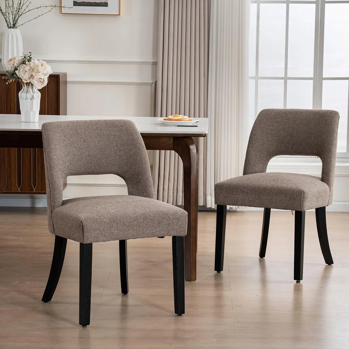 Set of 2 Fabric Upholstered Wooden Dining Chairs, Modern Farmhouse Kitchen Side Chairs, Customized