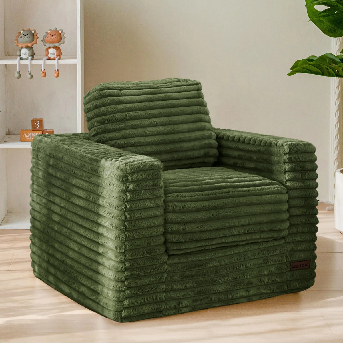 XIUWO Kids Bean Bag Chair With Pillows Faux Fur Comfort