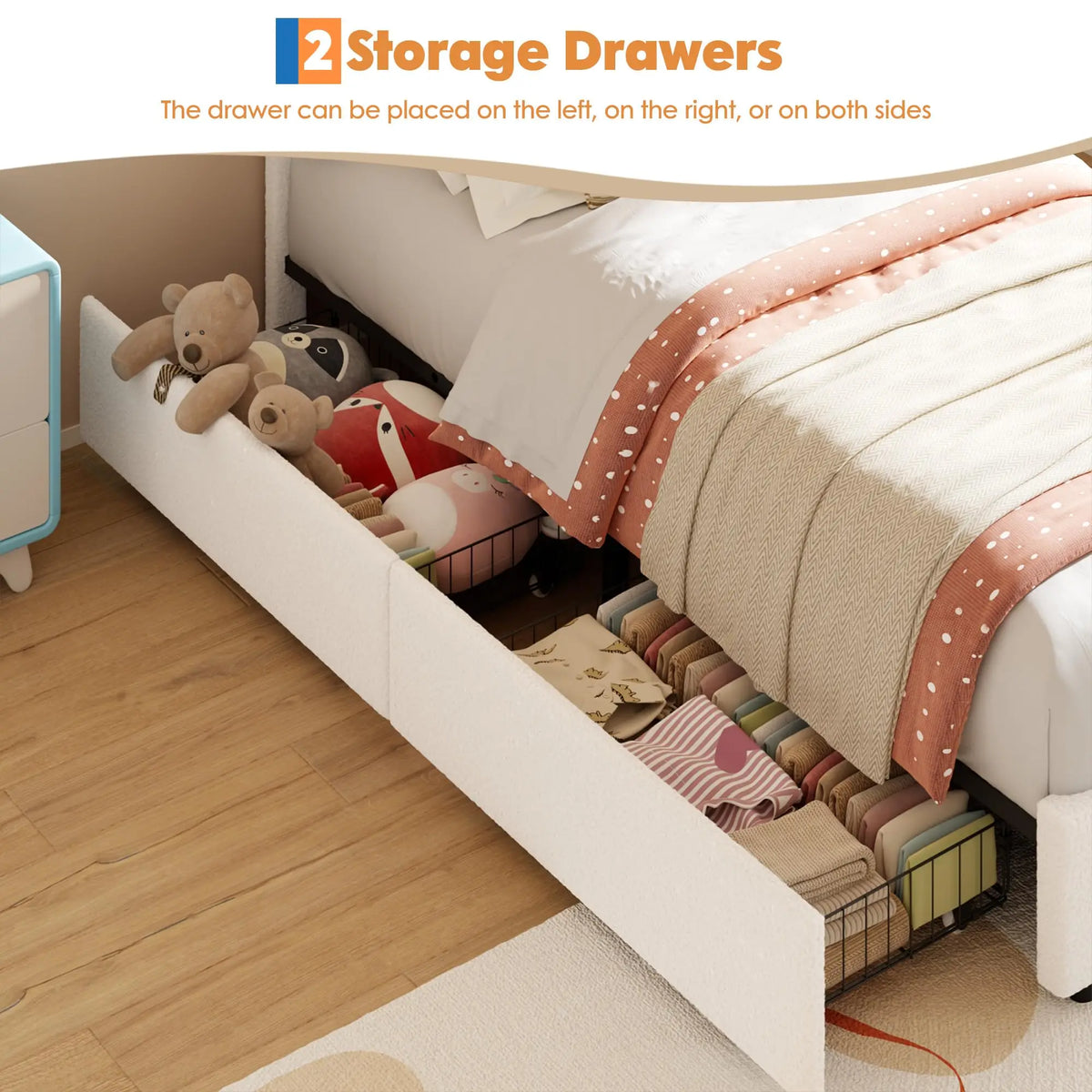 GarveeLife Princess Platform Bed With Storage Drawers And LED Lights