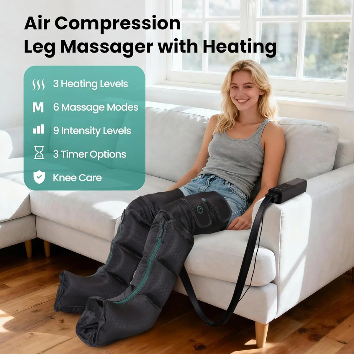 Heated Air Compression Leg Massager For Circulation And Pain Relief