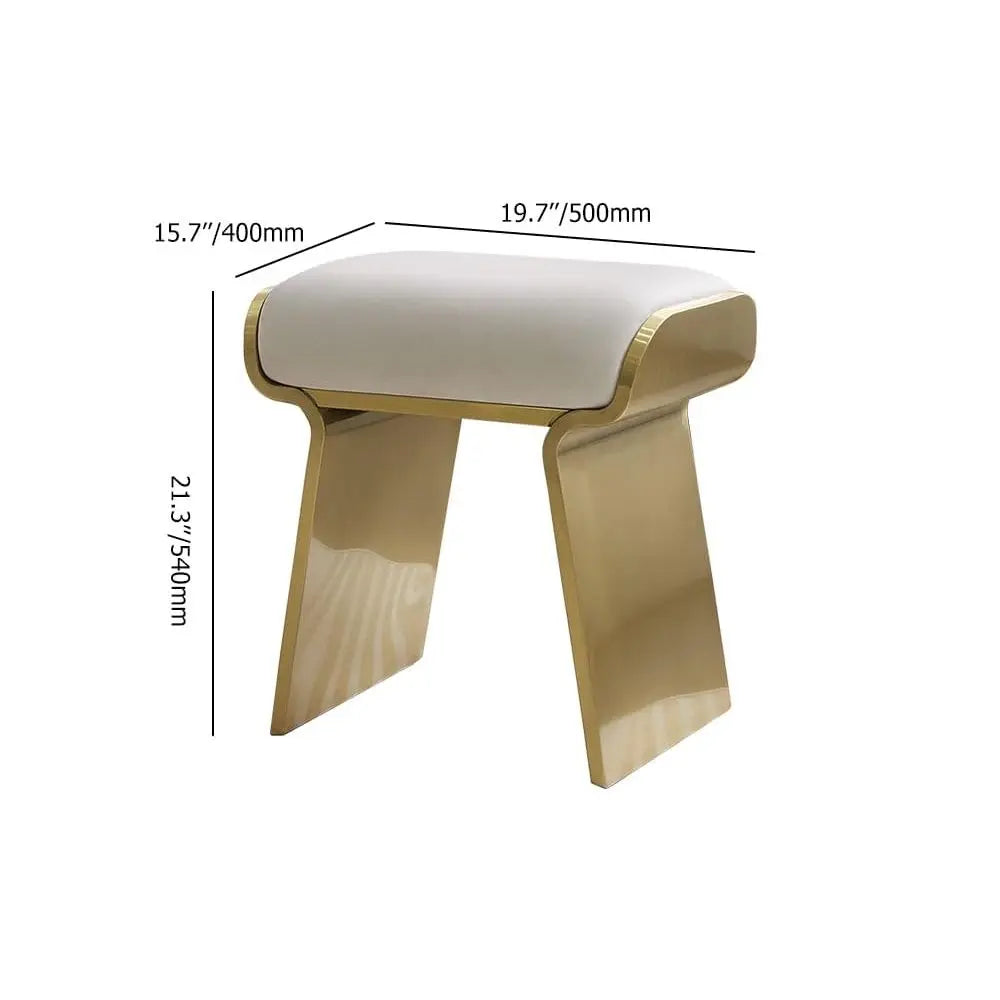 Modern Vanity Stool With Breathable Leathaire Upholstery Stainless Steel Frame