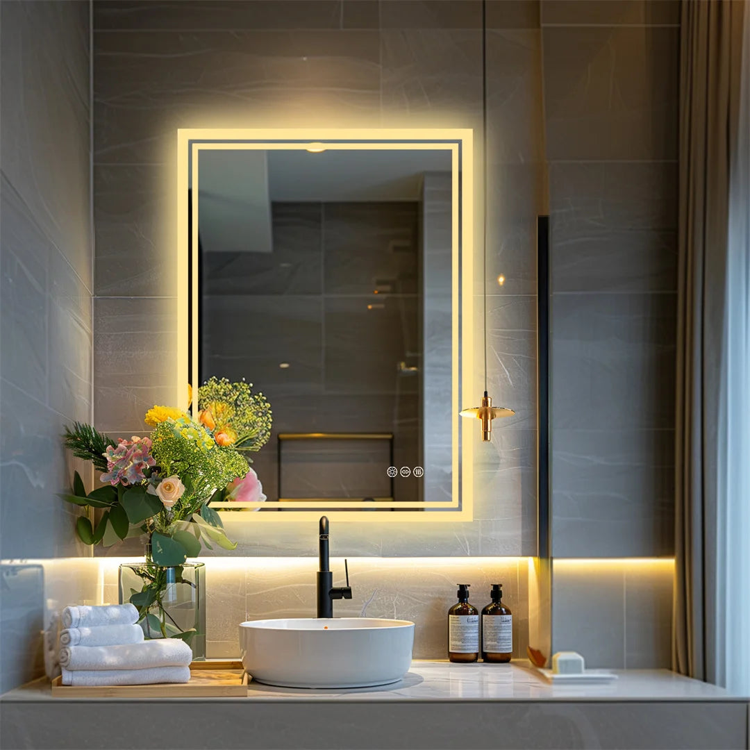 LUVODI Illuminate LED Backlit Frameless Dimmable Bathroom Mirror With Anti Fog