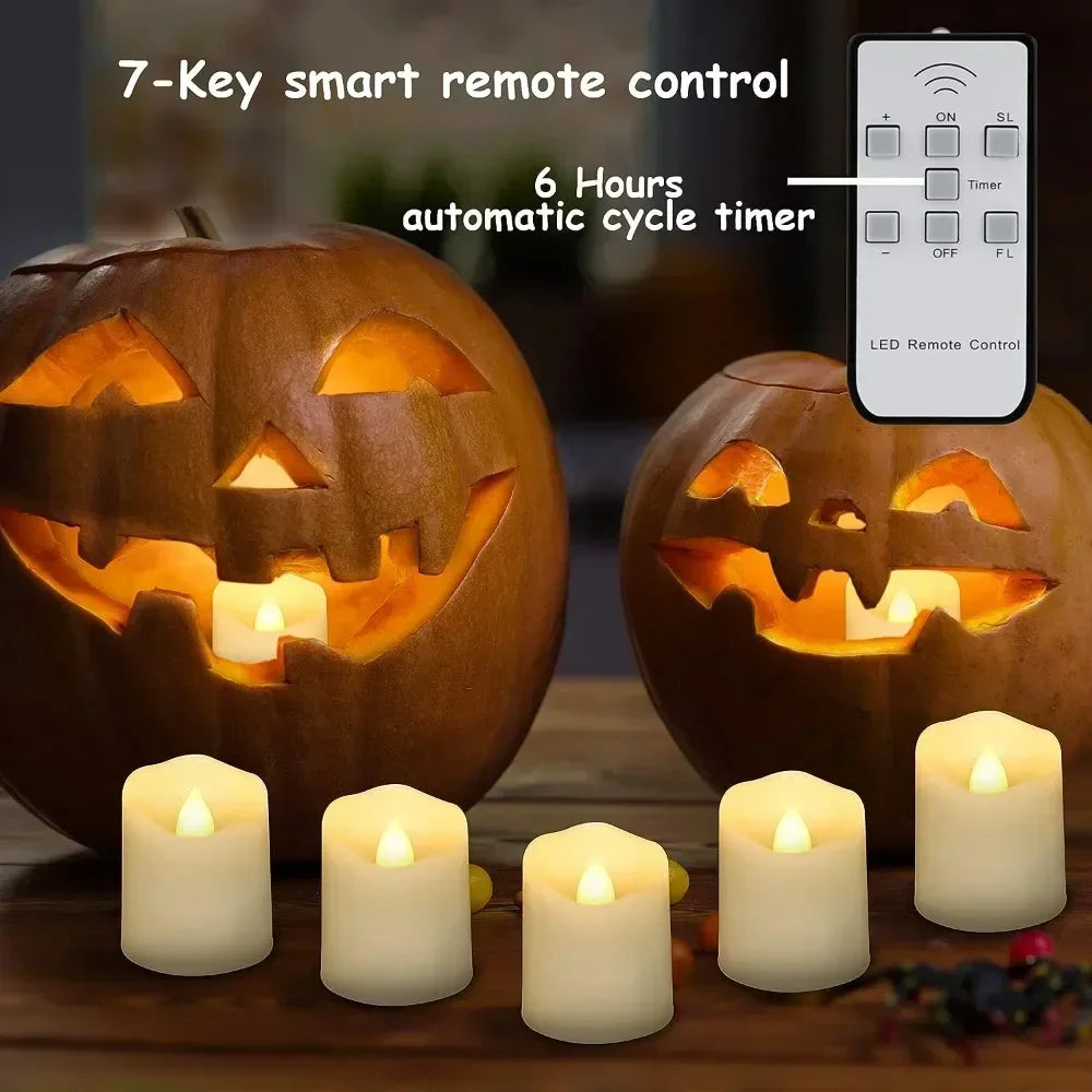 Rechargeable LED Candle Set With Timer Remote Flickering Flames USB
