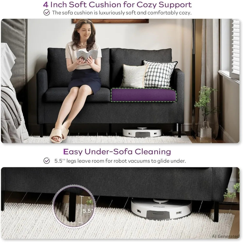 Linen Two Seater Sofa For Apartments And Dorm Rooms