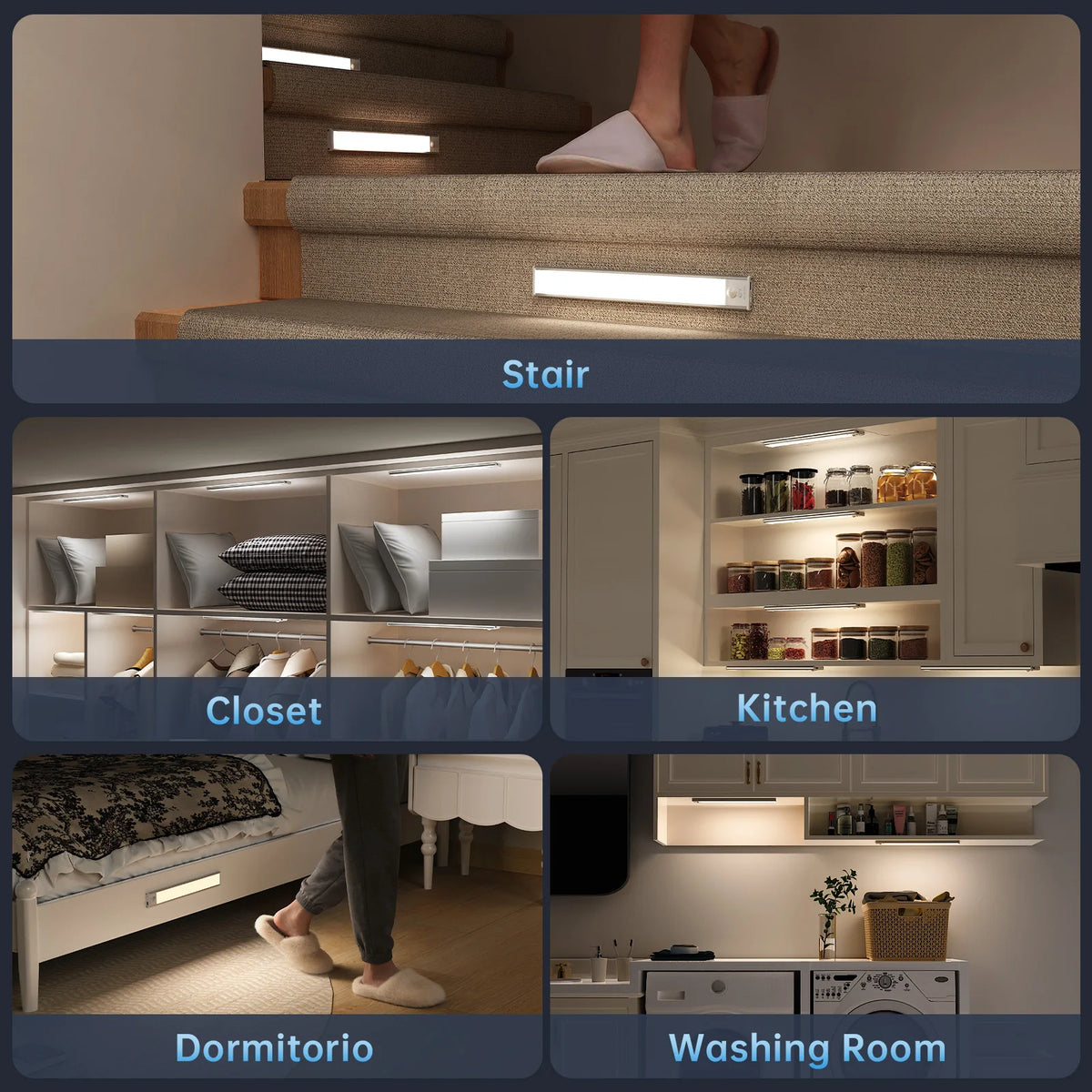 PZSUNLY Motion Sensor LED Light Type-C Rechargeable Wireless Night Light Magnetic Cabinet Lamp for Kitchen Bedroom Wardrobe Hallway Stairs
