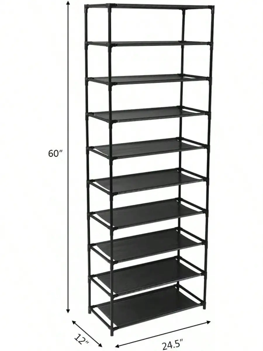10-Tier Shoe Rack Organizer With Detachable Non-Woven Fabric Holds 50 Pairs