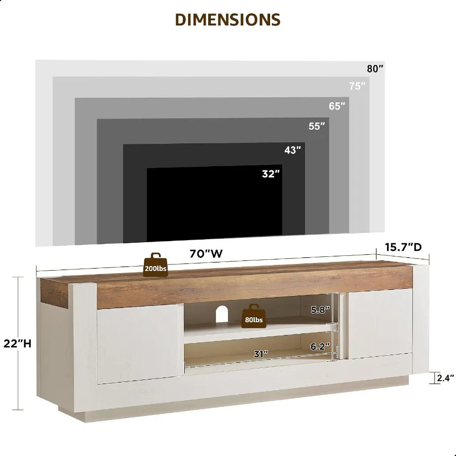 Modern Media Console TV Stand With Thick Block Design