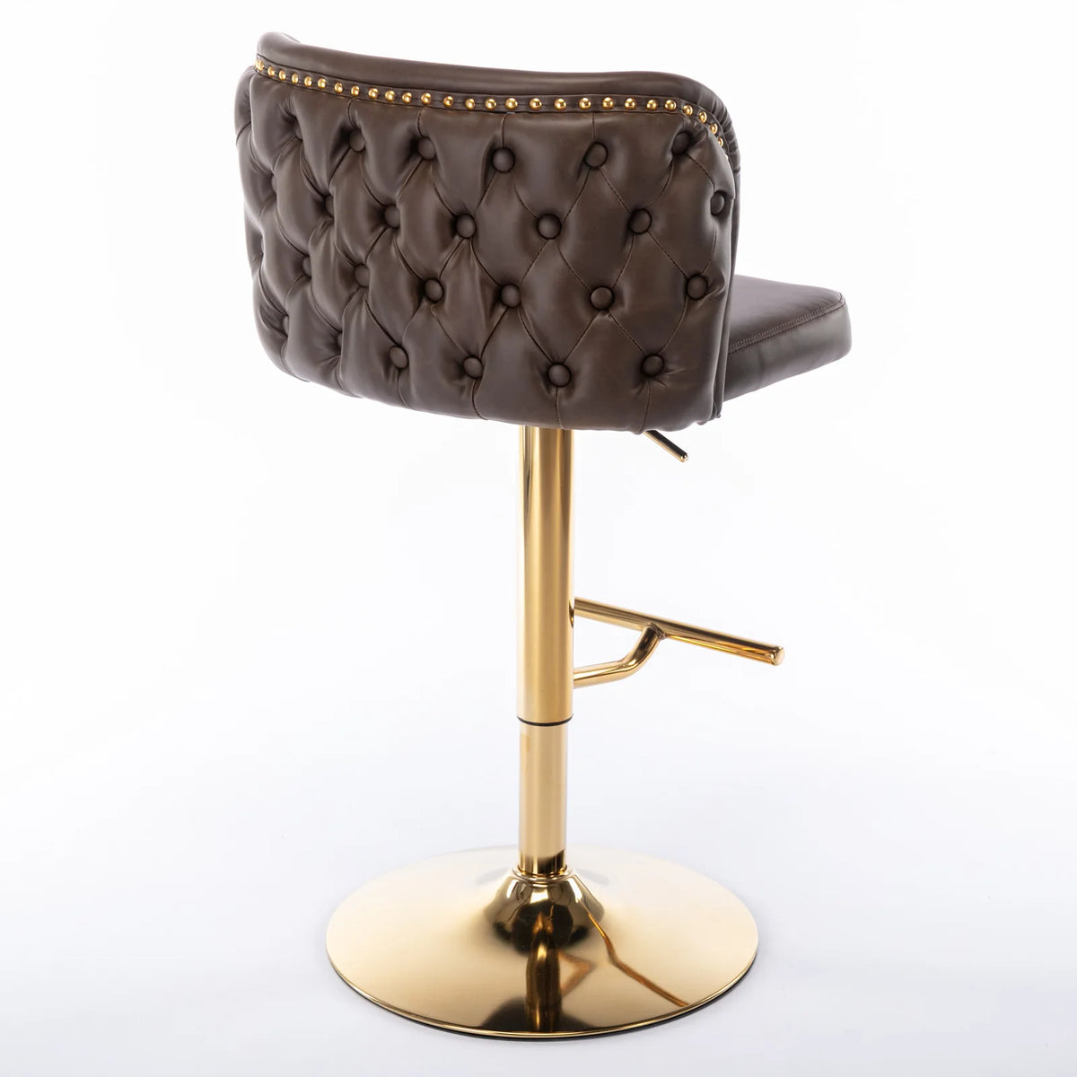 TWISTER.CK Swivel Bar Chairs PU Upholstered Bar Stools Gold Nailheads