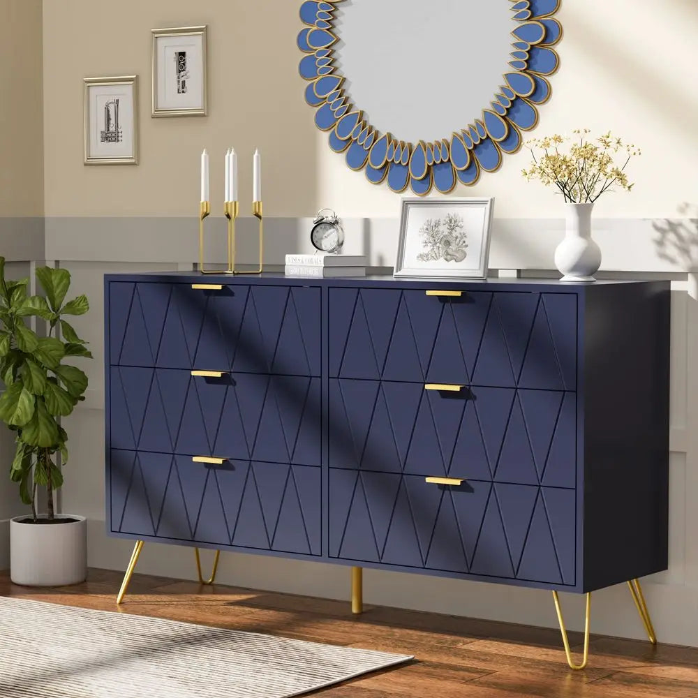 XMSJ Six Drawer Bedroom Dresser With Wood Storage Cabinet