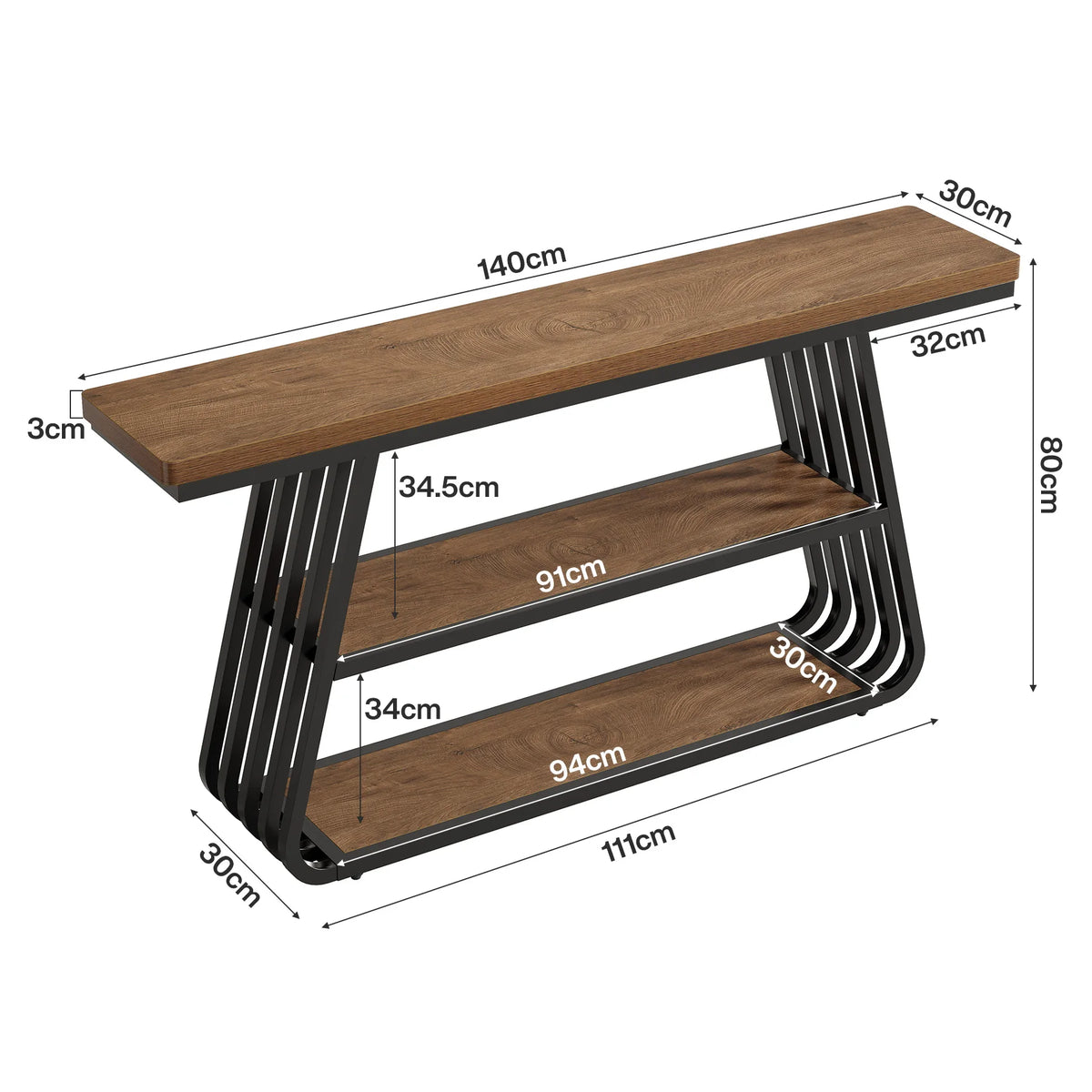 Tribesigns Entryway Table With Shelves 3 Tier Console Table