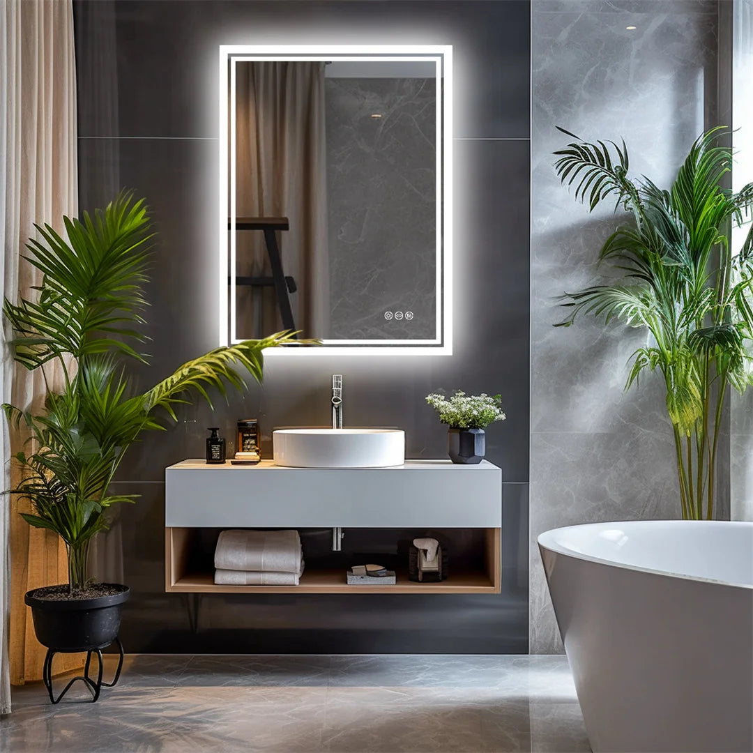 LUVODI Illuminate LED Backlit Frameless Dimmable Bathroom Mirror With Anti Fog