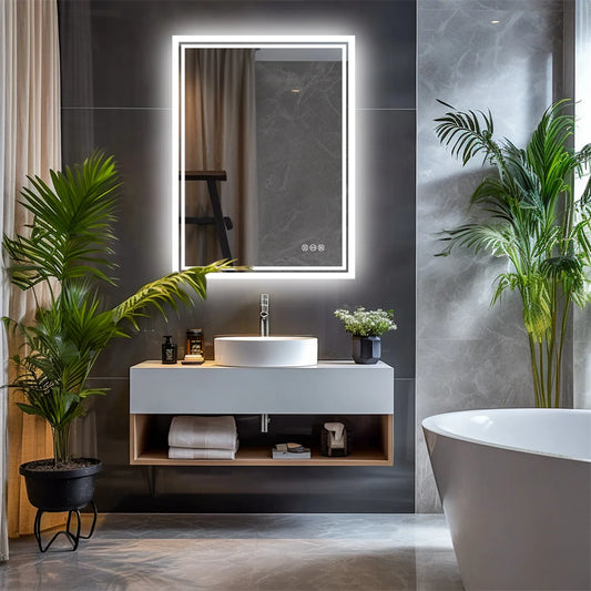 LUVODI Illuminate LED Backlit Frameless Dimmable Bathroom Mirror With Anti Fog