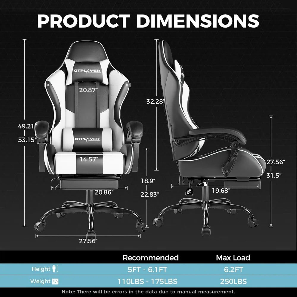 Ergonomic Gaming Chair With Footrest And Lumbar Support