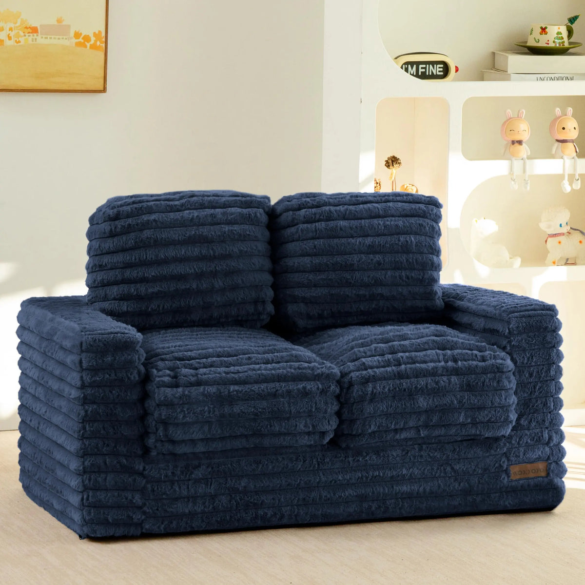 XIUWO Kids Bean Bag Chair With Pillows Faux Fur Comfort