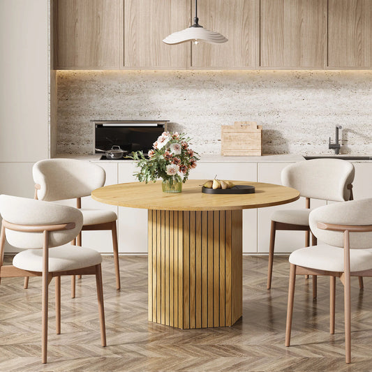 Tribesigns 47 Inch Round Wood Dining Table For Six