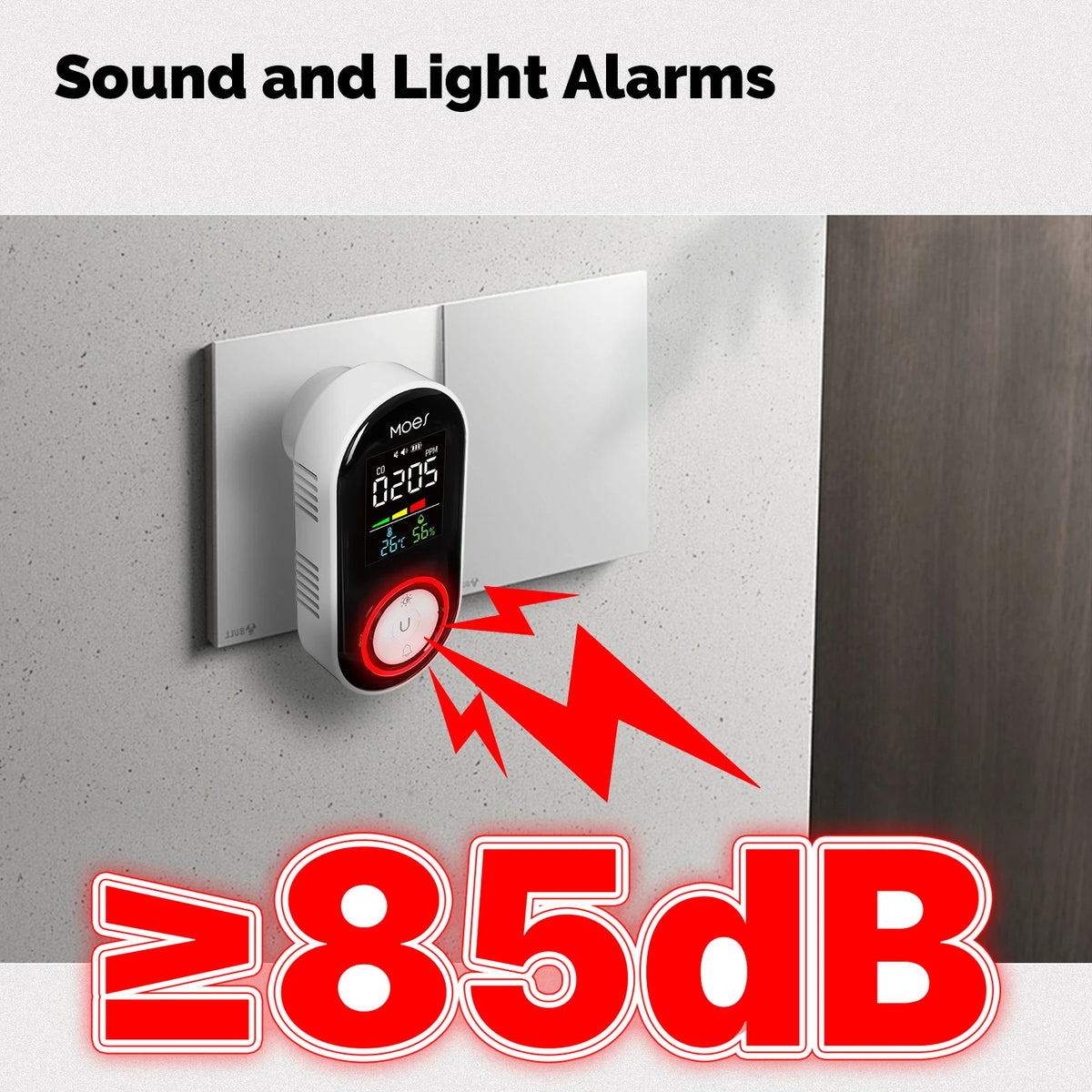 MOES CO Carbon Monoxide Alarm Detector Plug In