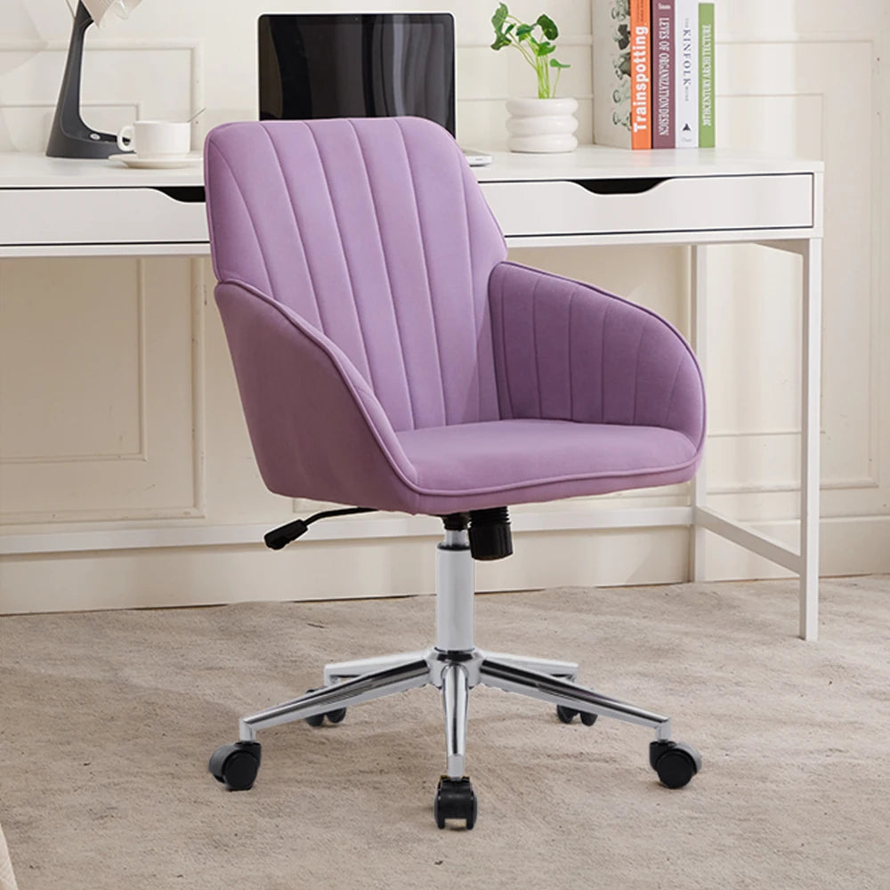 Orraves Adjustable Velvet Office Chair Ergonomic Swivel Desk Chair With Gold Base Comfy Backrest Seat For Home Bedroom Long Time Sitting