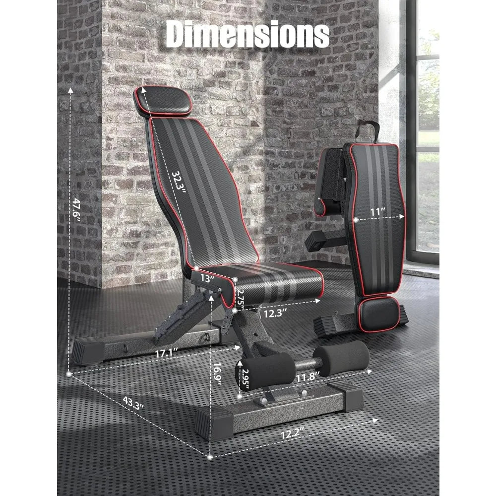 Adjustable Foldable Weight Bench 660LBS Home Gym Workout Bench Lifting Sit-up Exercise for Bench Press