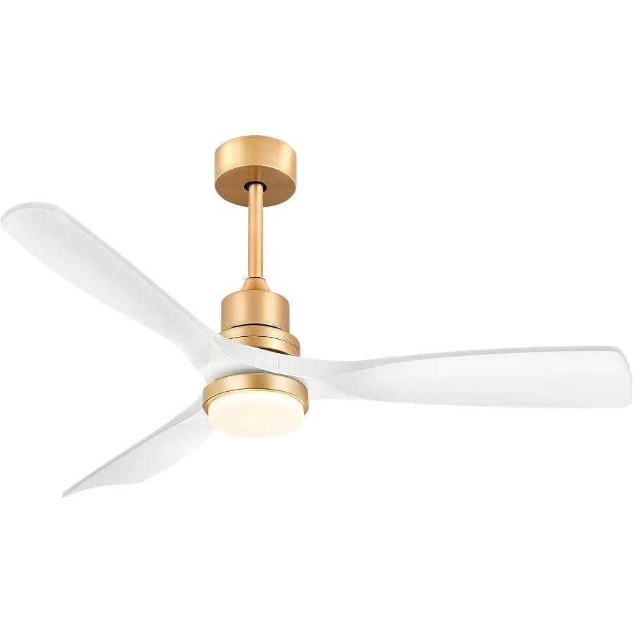 White and Gold Ceiling Fans with Lights Remote Control 52 inch Modern Gold Ceiling Fan ETL Listed 3 Downrods 3 blades Gold Fan